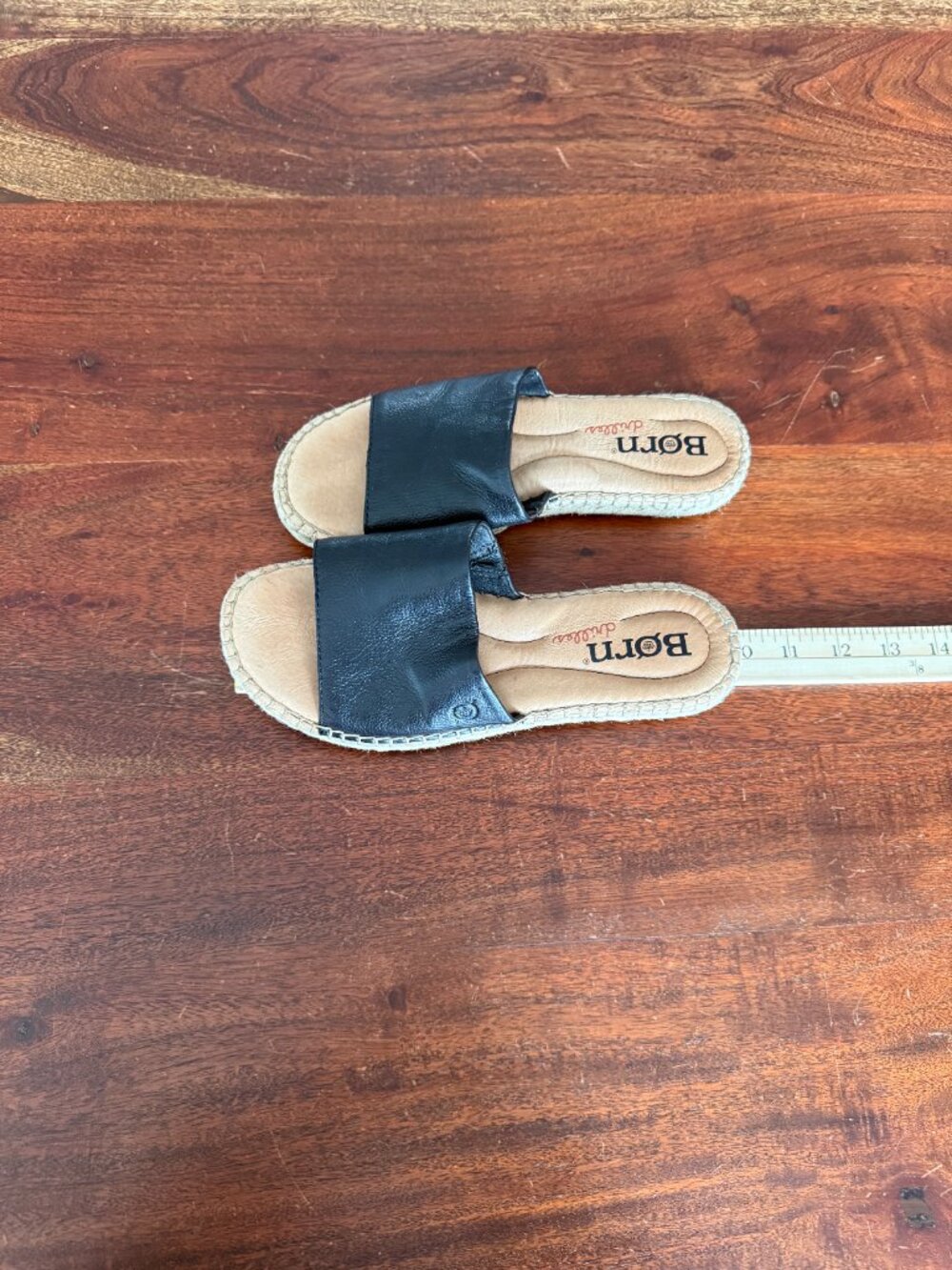 Born drias Black Leather Espadrille Slide Sandals Women’s Size 7 - Picture 3 of 13